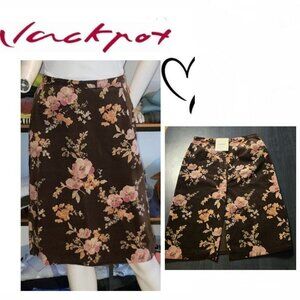 NWT Brown Floral Skirt Small